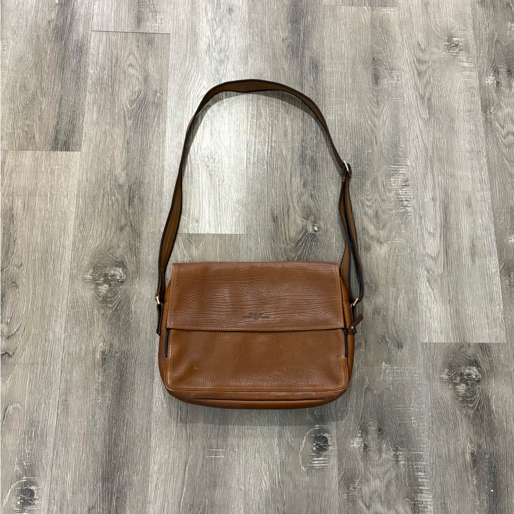 Vintage Giorgio Armani Brown Leather Messenger Bag